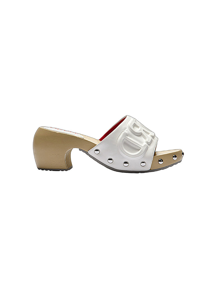 GRAPE New White 3D Letter-Print Clogs: Fashionable Sandals and Open-Toe Slippers