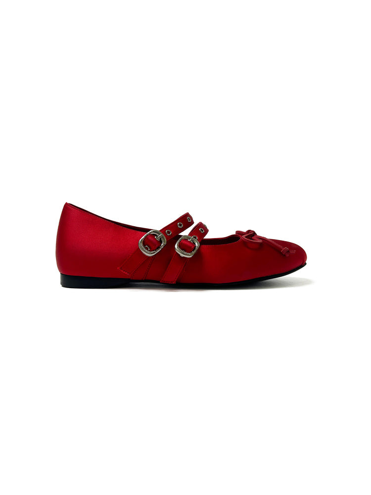 Metallic Buckled Ballet Flats