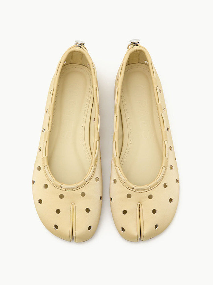 DAPHNE LAB Studded Split-Toe Ballet Flats