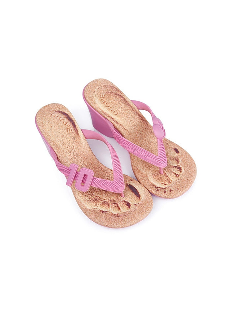 GRAPE SUN-TANNING Flip-Flops Wedge Heel Sandals