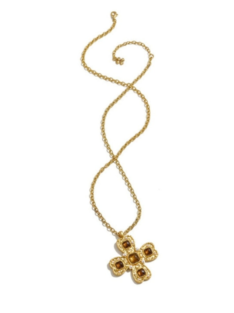 tokokkino “Polyphonic” Retro Two-Tone Bow Flower Long Necklace