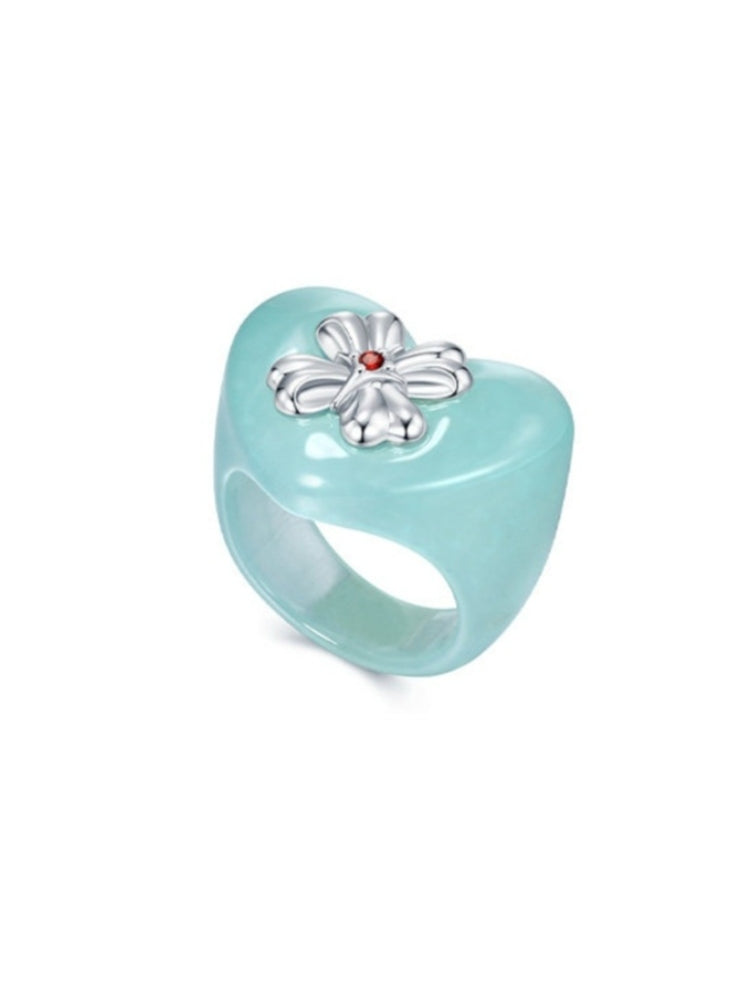 TOKOKKINO Multicolored Heart-Shaped Acrylic Ring