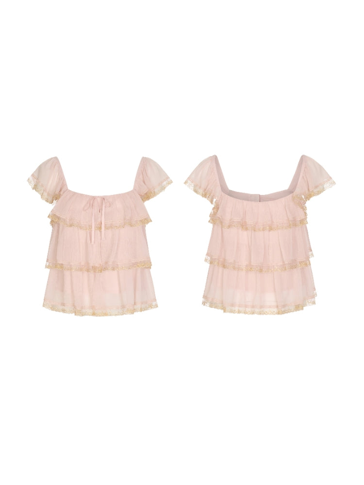 Tamil Day-to-Night Blouse: French Vintage Lace and Tulle Patchwork Blouse