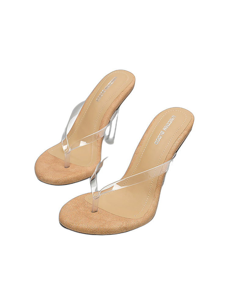 Clear Heel Geometric Wedge Sandals