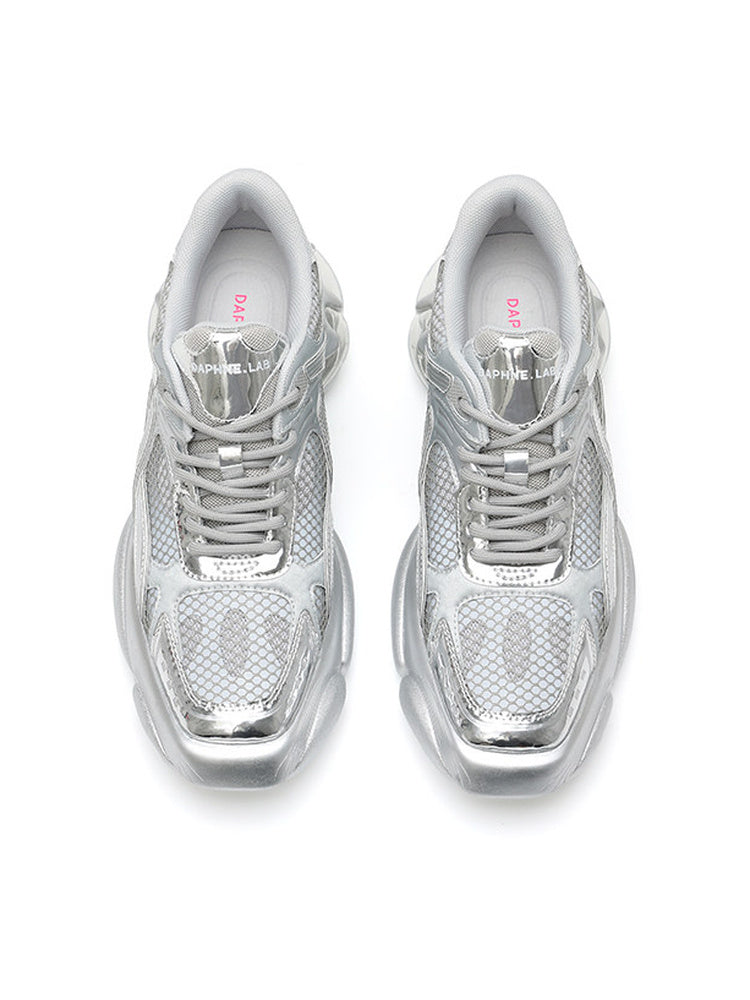 DAPHNE LAB Metallic Mesh Chunky Sneakers