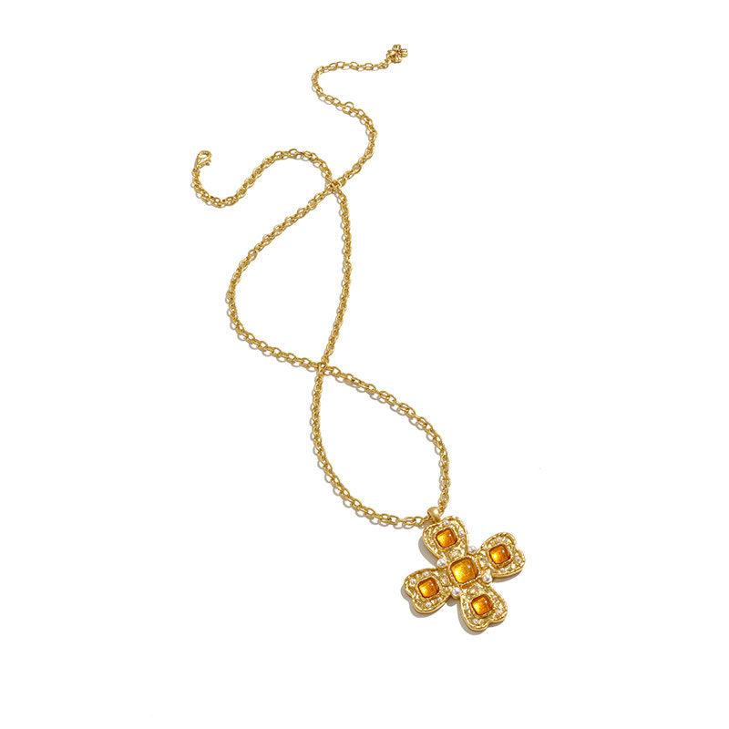 tokokkino “Polyphonic” Retro Two-Tone Bow Flower Long Necklace