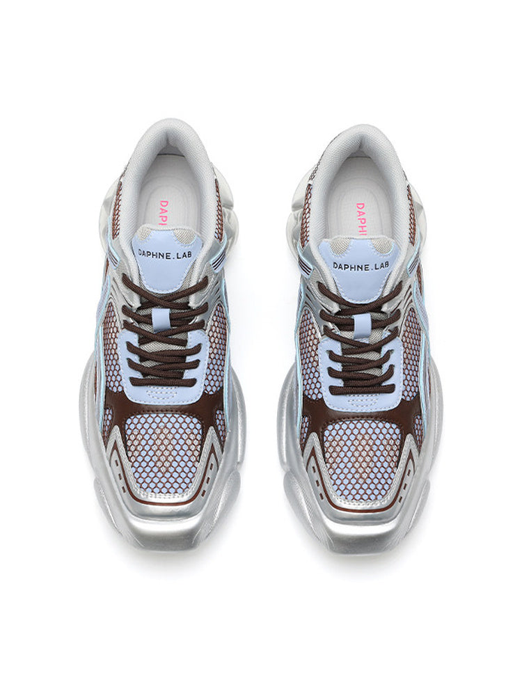 DAPHNE LAB Metallic Mesh Chunky Sneakers