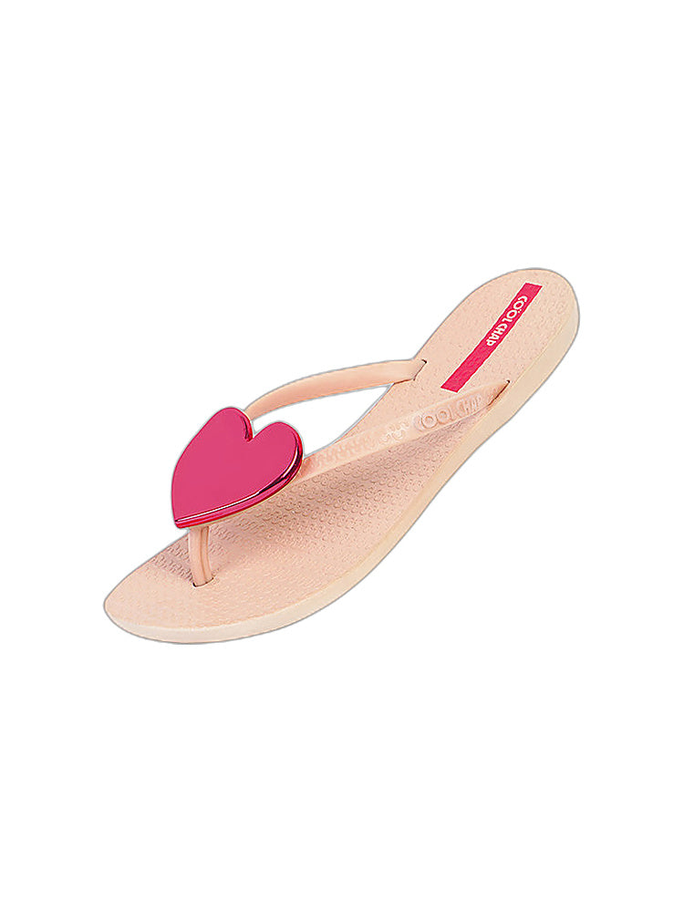 Heart Pendant Quilted Platform Flip-Flops
