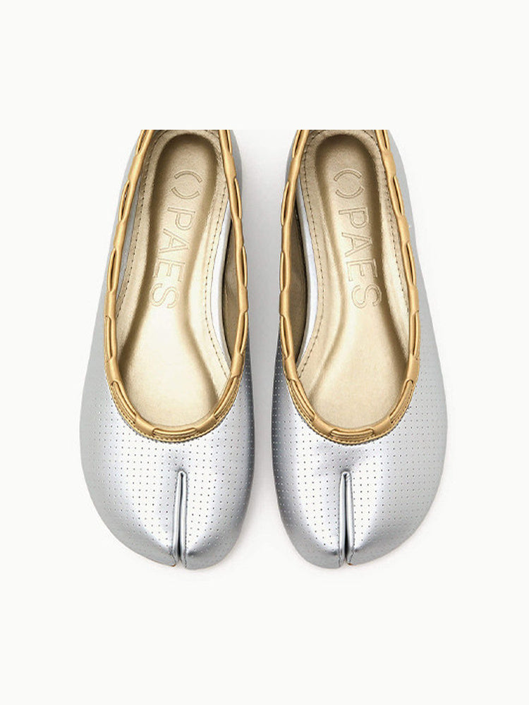 DAPHNE LAB Studded Split-Toe Ballet Flats