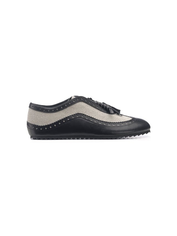 Leather Canvas Brogue Platform Sneakers