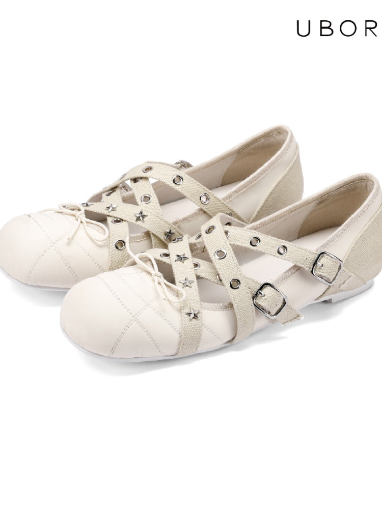 UBORYA Designer Original Casual Ballet Flats for Women: Flat, Iridescent Lambskin, Niche Runway Style, Feminine and Sensual, Round Toe