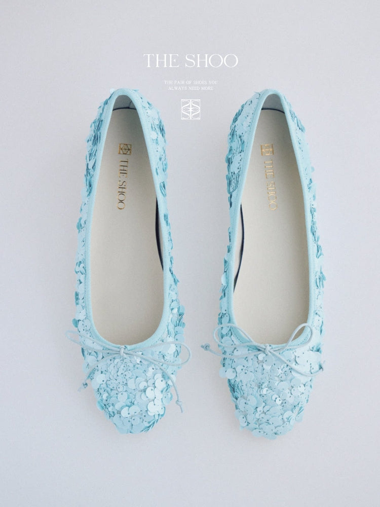 Flat Ballet Flats with Built-in Heel, Three-Color Petal Design, Fairy-Style, Princess-Style, Commuter Slip-Ons