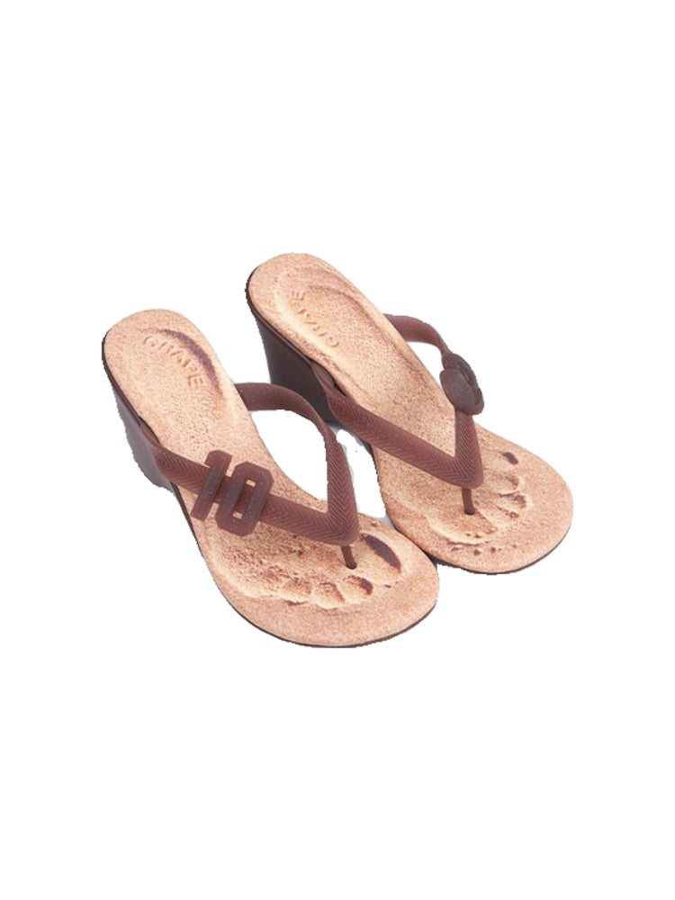 GRAPE SUN-TANNING Flip-Flops Wedge Heel Sandals