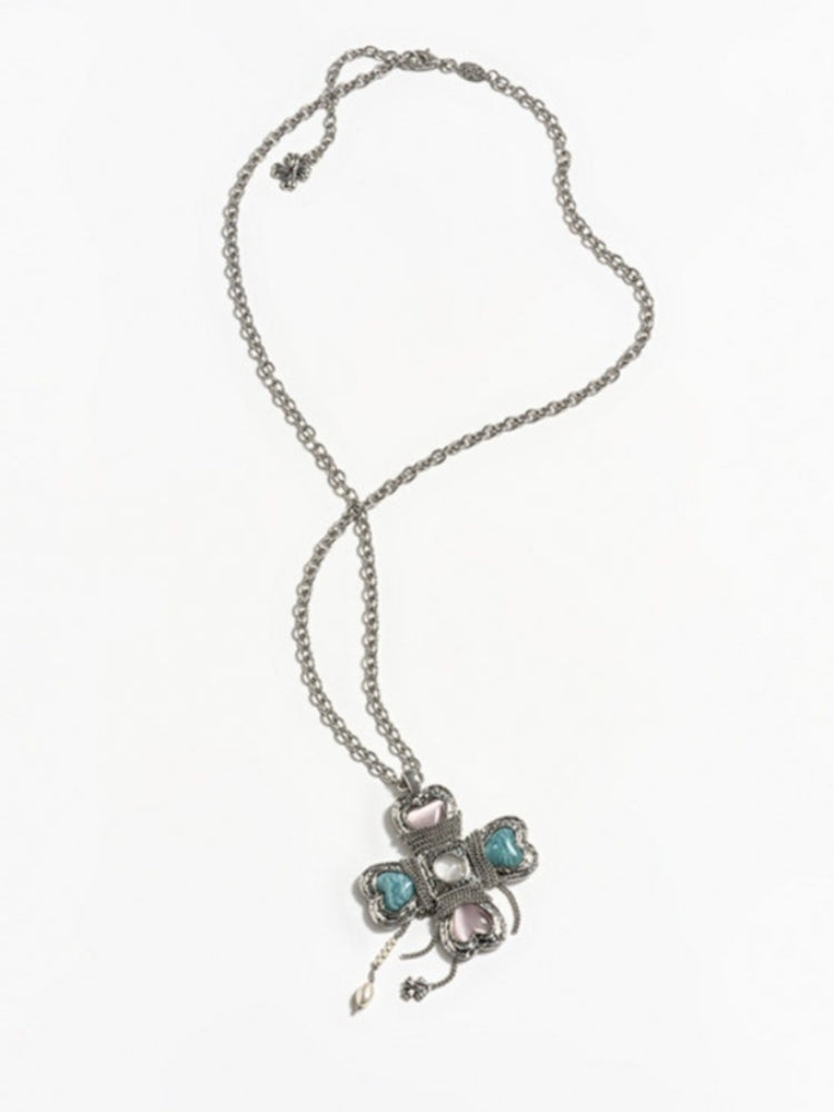 TOKOKKINO Crystal-Wrapped Chain Flowing Bow Necklace