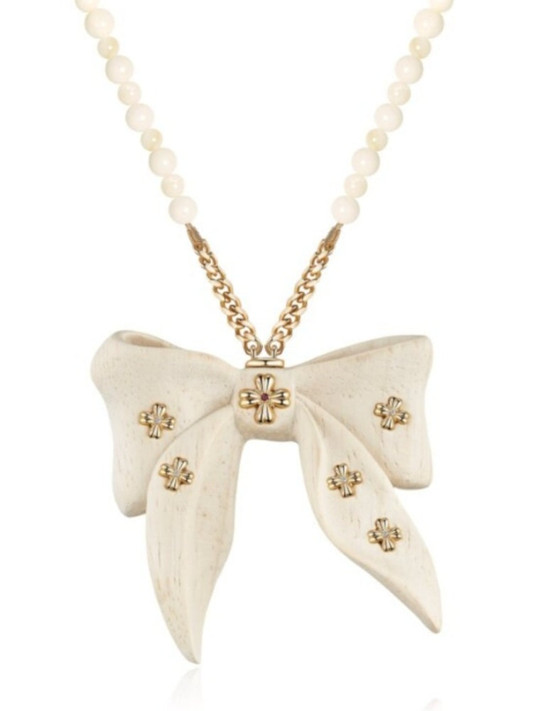 TOKOKKINO Wooden Bow Logo Long Necklace