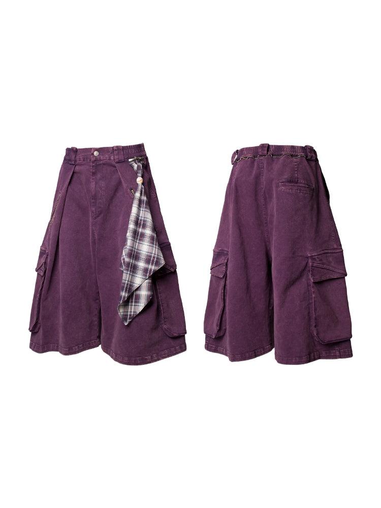 Time Element “Sequel” Detachable Square-Pleated Washed Denim Workwear Cropped Pants