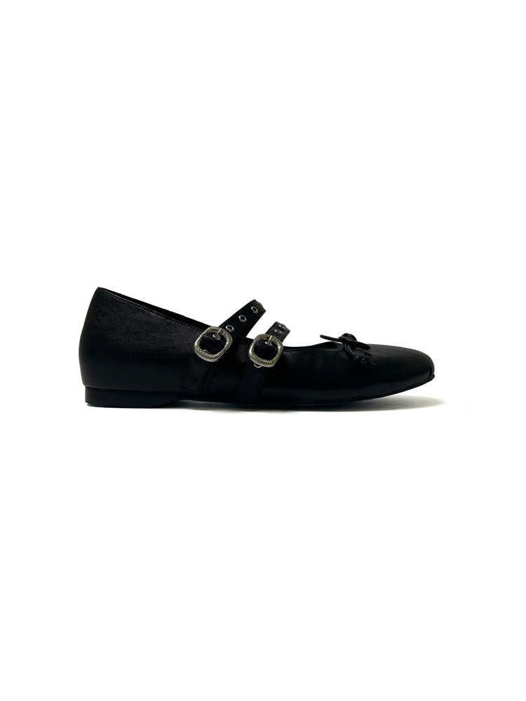 Metallic Buckled Ballet Flats