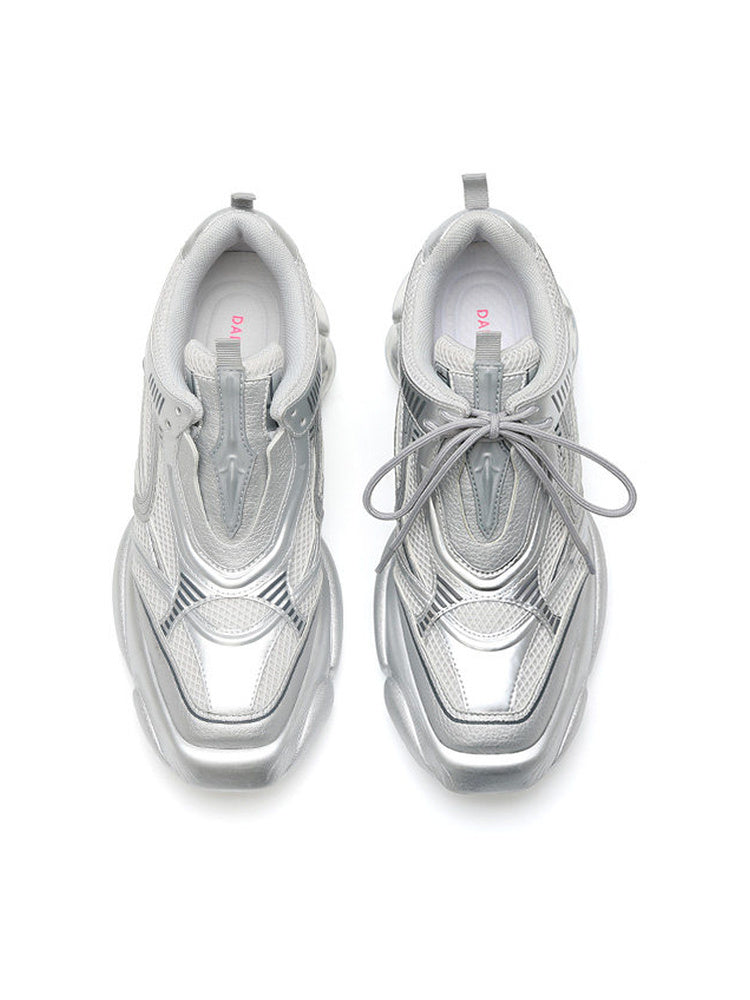 DAPHNE LAB Metallic Mesh Chunky Sneakers
