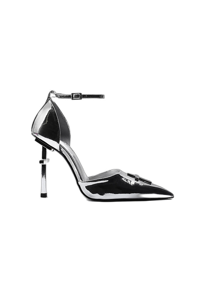 D'Orsay Ankle Strap Pumps 10CM Geometric Cross Stiletto Avant-Garde Designer Heels
