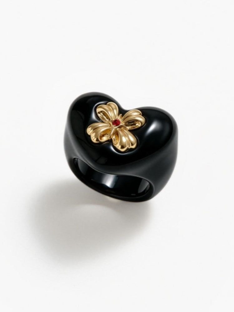 TOKOKKINO Multicolored Heart-Shaped Acrylic Ring