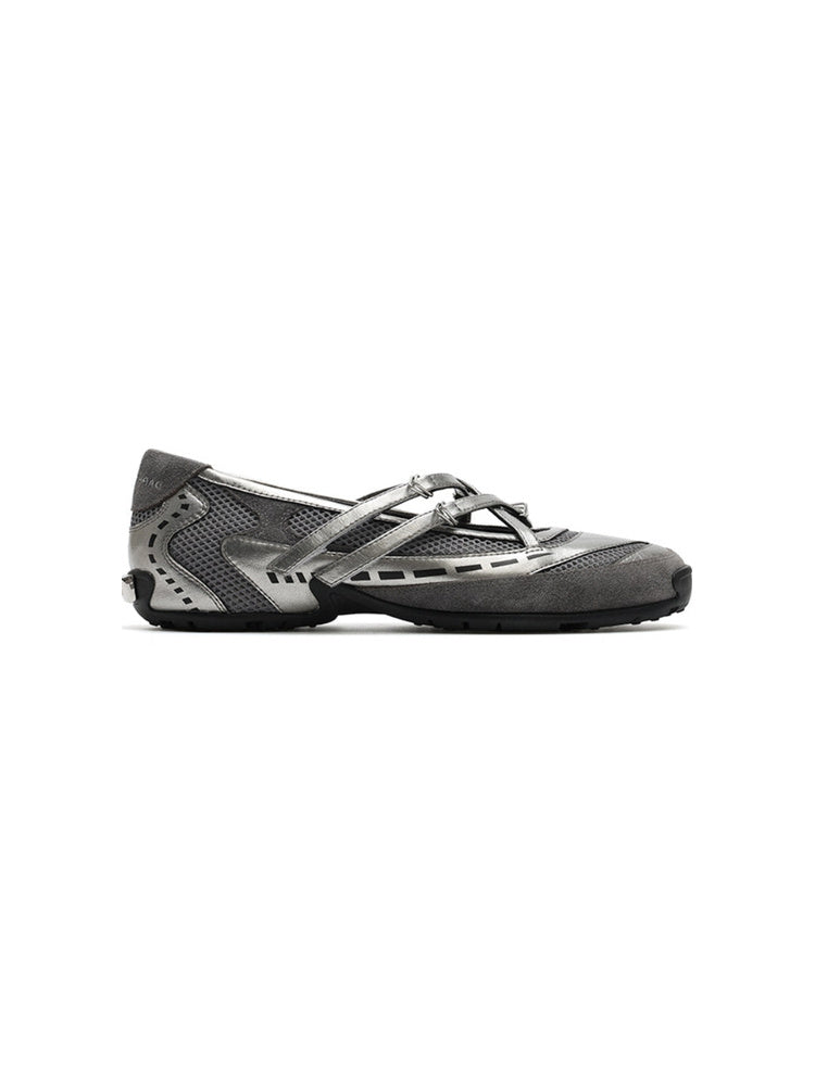 Functional Ballet Flats: Silver Mary Jane Casual Ballet Shoes