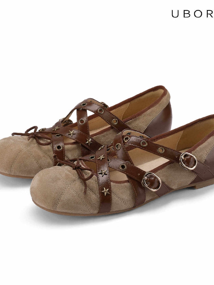 UBORYA Designer Original Casual Ballet Flats for Women: Flat, Iridescent Lambskin, Niche Runway Style, Feminine and Sensual, Round Toe