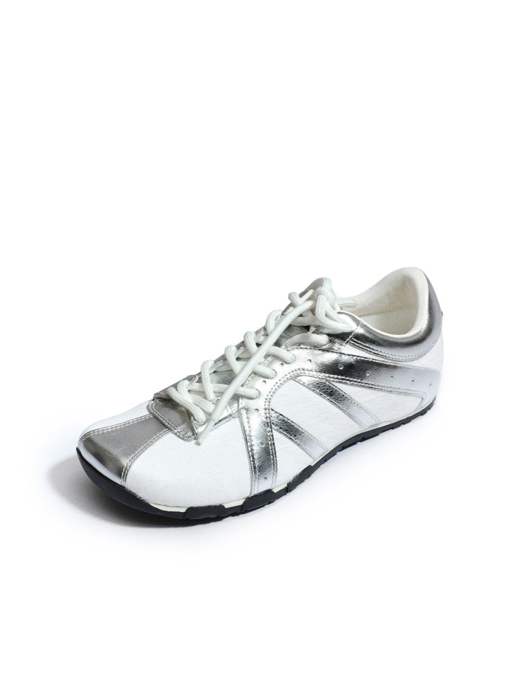 Genuine Leather Square-Toe Zebra-Print Shoes with Built-in Heel