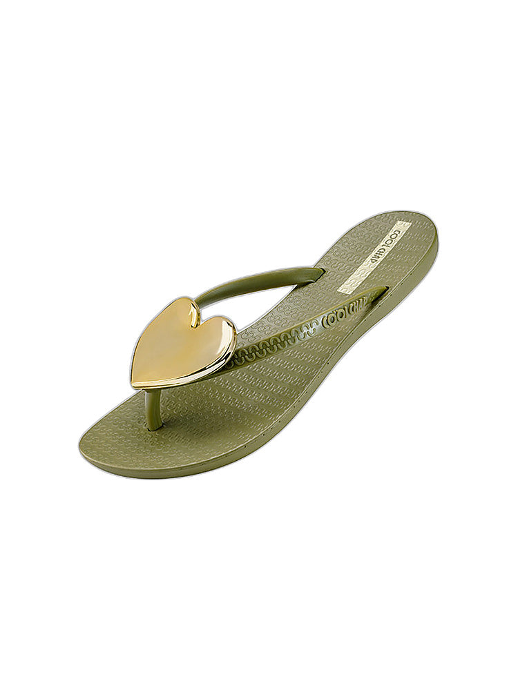 Heart Pendant Quilted Platform Flip-Flops