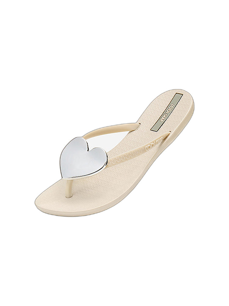 Heart Pendant Quilted Platform Flip-Flops