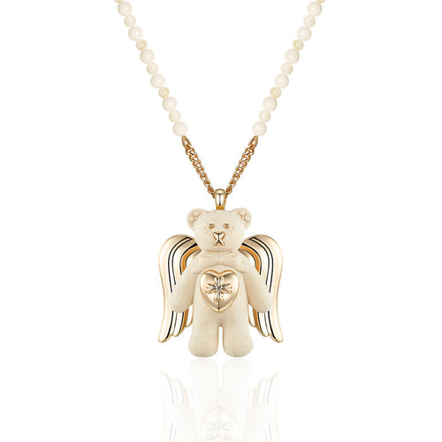 Angel Bear Pendant Necklace ¨C Handcrafted in Oak & Ebony