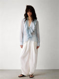 2AM POETRY Lyocell V-Neck Striped Sun-Protective Shirt: A French-inspired, relaxed-fit shirt