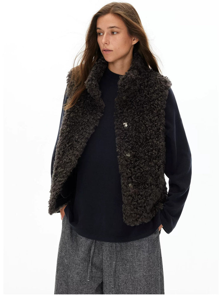 D.PERCENT Coffee Faux Shearling Vest - view 6