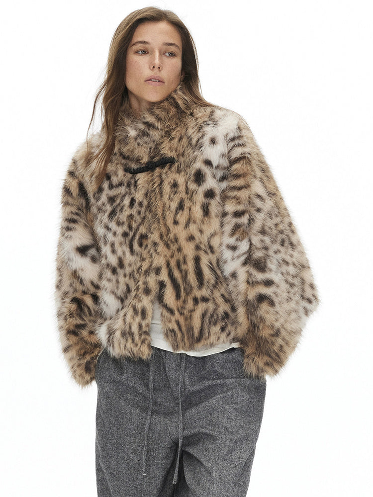 D.PERCENT Leopard-Print Faux Fur Cape - view 2