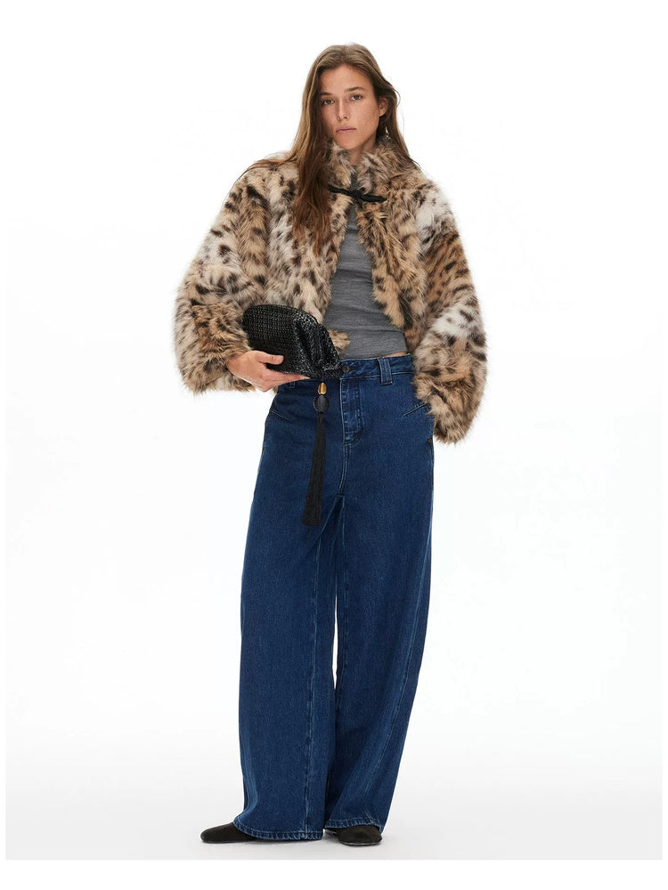D.PERCENT Leopard-Print Faux Fur Cape - view 3