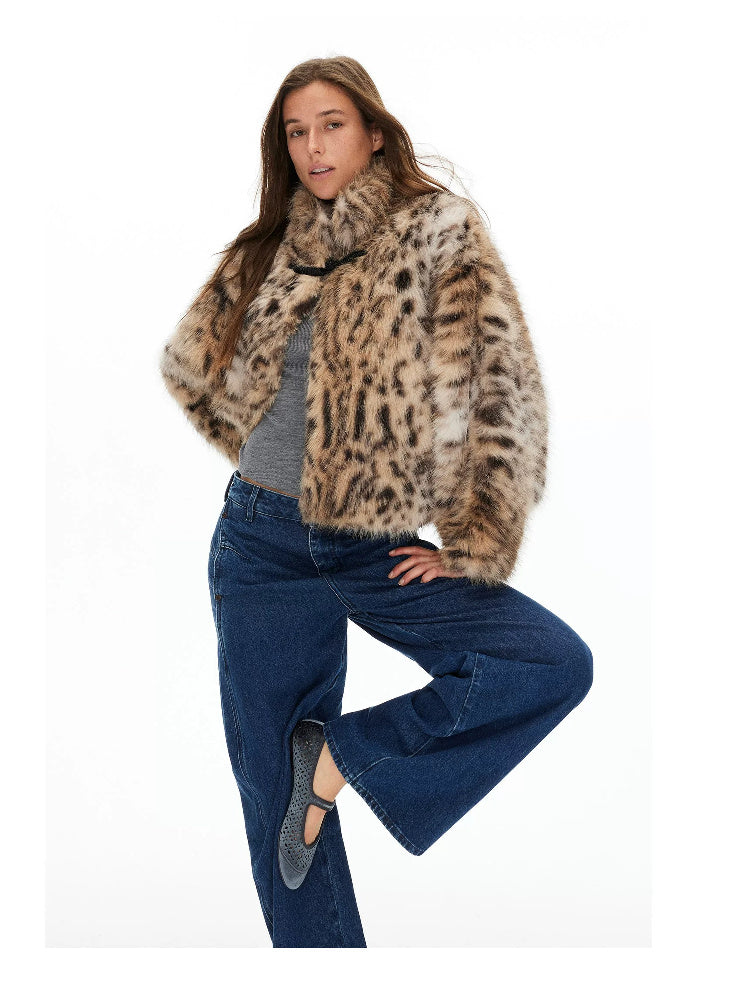D.PERCENT Leopard-Print Faux Fur Cape - view 4