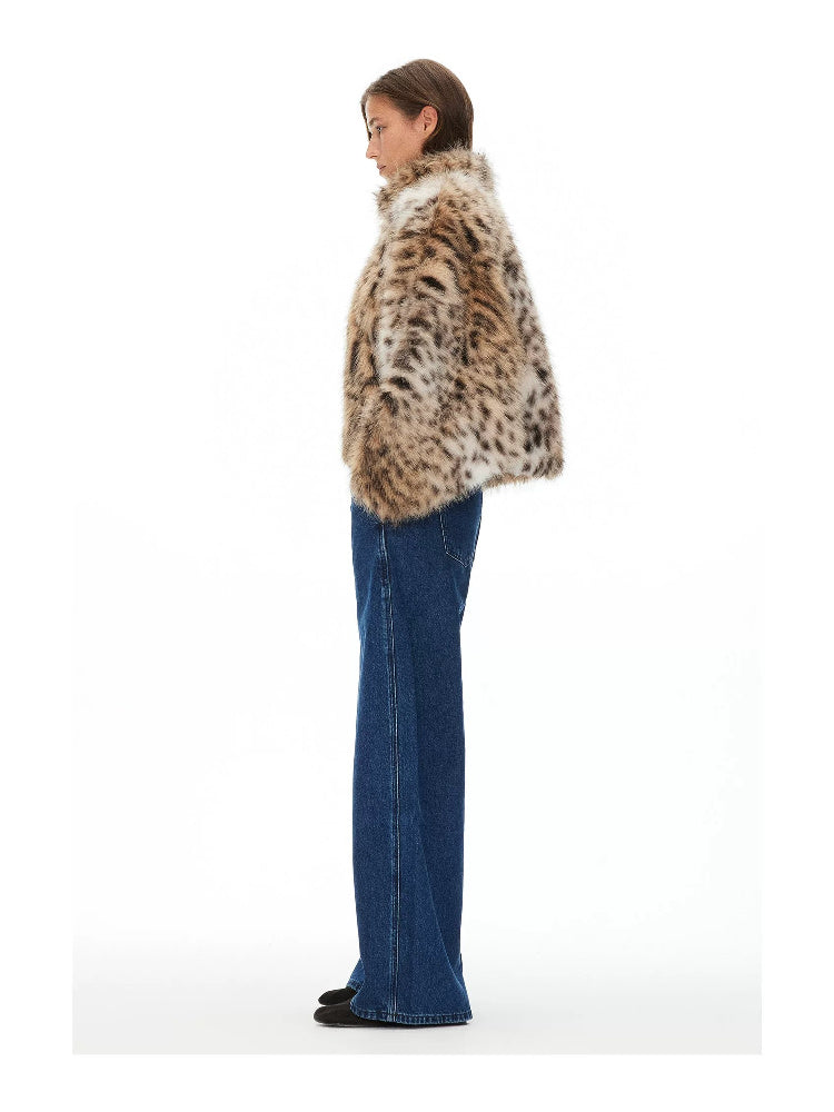 D.PERCENT Leopard-Print Faux Fur Cape - view 5