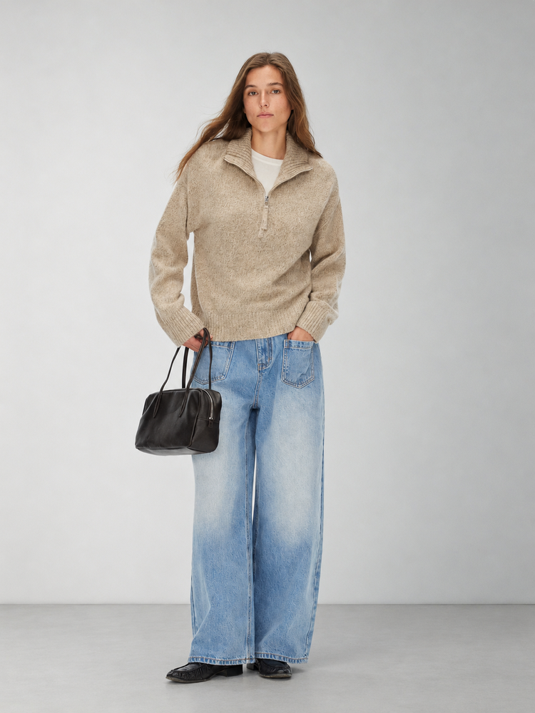 D.PERCENT Pure Wool Half-Zip Sweater - view 1