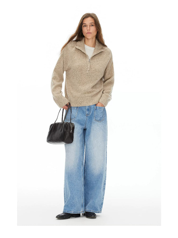 D.PERCENT Pure Wool Half-Zip Sweater - view 2