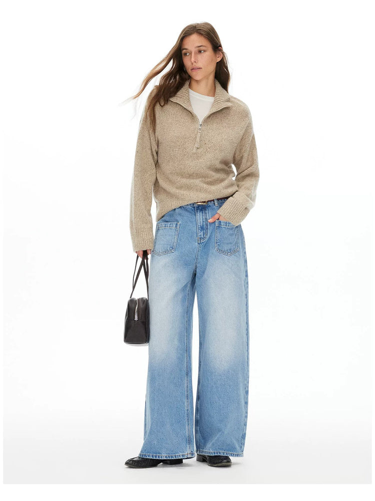 D.PERCENT Pure Wool Half-Zip Sweater - view 3