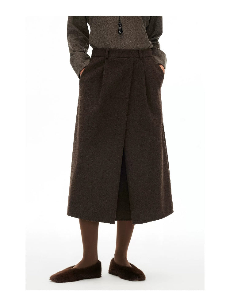 D.PERCENT Wool-Blend Pleated A-Line Skirt - view 2