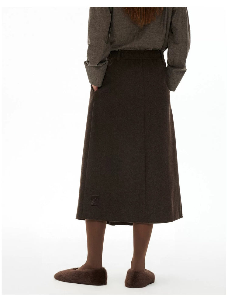 D.PERCENT Wool-Blend Pleated A-Line Skirt - view 3