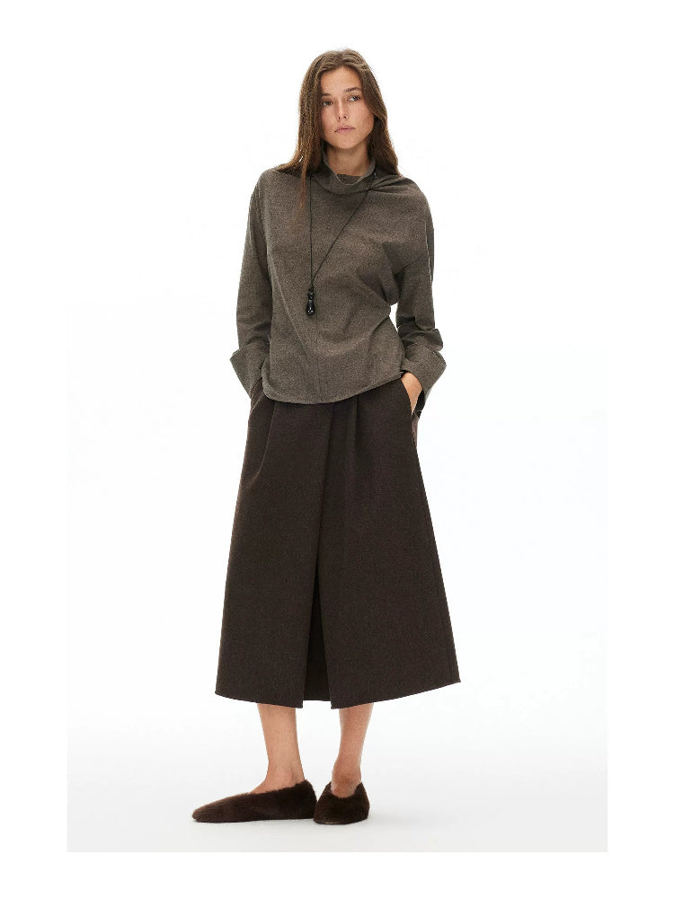 D.PERCENT Wool-Blend Pleated A-Line Skirt - view 4
