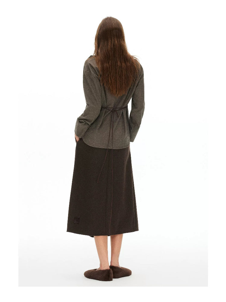 D.PERCENT Wool-Blend Pleated A-Line Skirt - view 6