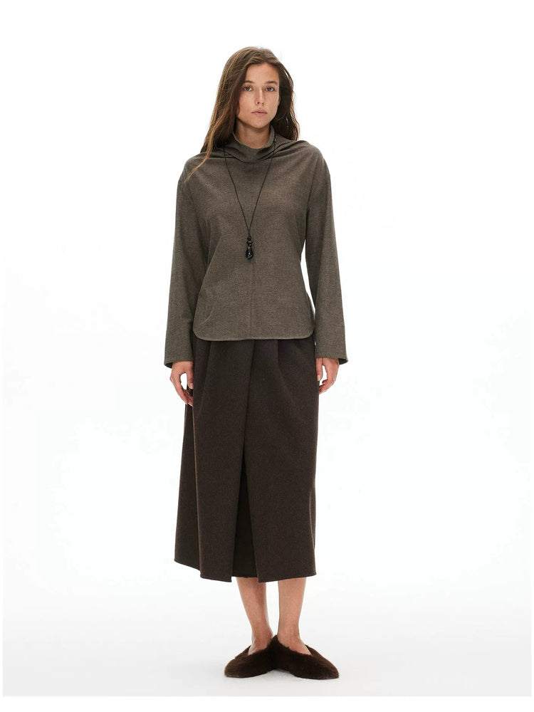 D.PERCENT Wool-Blend Pleated A-Line Skirt - view 8