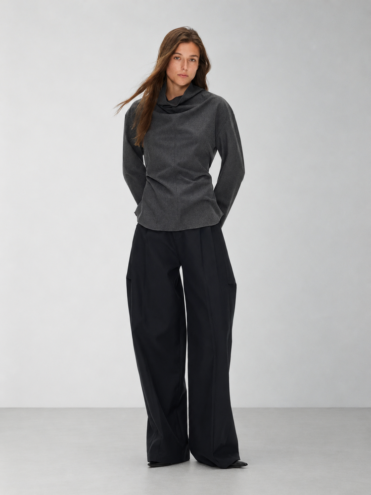 D.PERCENT Draped High-Neck Long-Sleeve Top - view 1