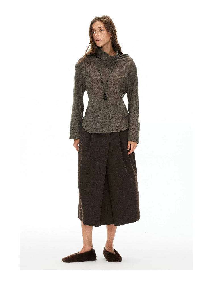 D.PERCENT Draped High-Neck Long-Sleeve Top - view 4