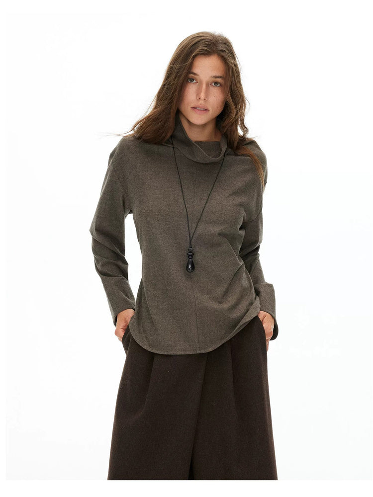 D.PERCENT Draped High-Neck Long-Sleeve Top - view 5