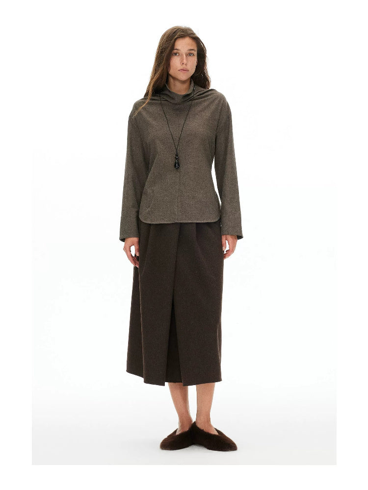 D.PERCENT Draped High-Neck Long-Sleeve Top - view 6