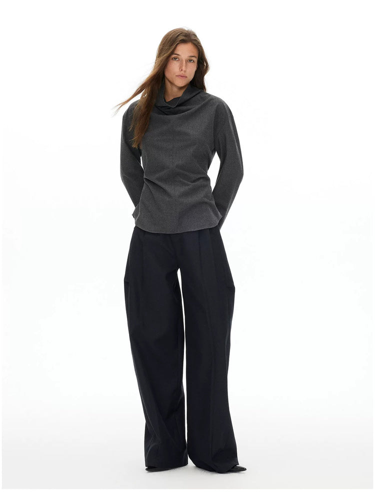 D.PERCENT Draped High-Neck Long-Sleeve Top - view 8