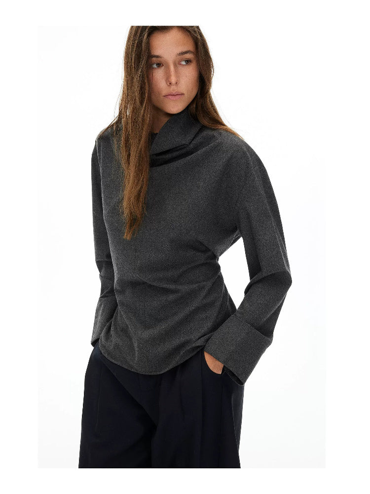 D.PERCENT Draped High-Neck Long-Sleeve Top - view 10